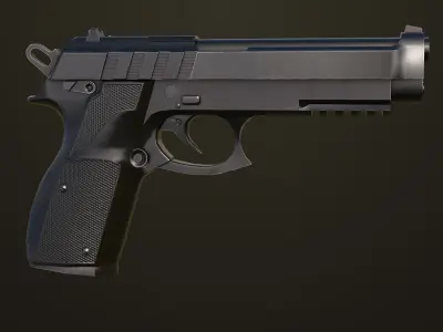 Pistol 01 Black Generic All PBR Unity UE Textures Included Low-poly 3D model