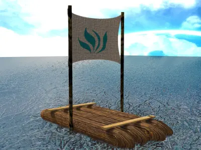 Sail Raft Low-poly 3D model
