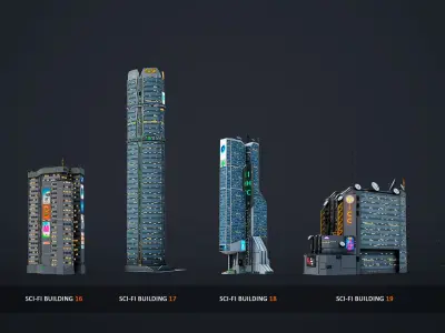 X14 Sci-Fi Futuristic Buildings PBR Vol 2 3D model
