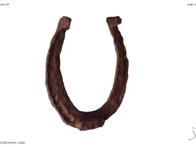 Set of three antique rusty horseshoes 3D model