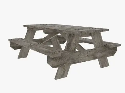 Old Picnic Table Free 3D model