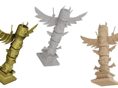 Totem Pole Low-poly 3D model