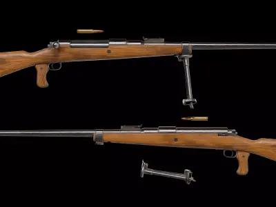 Pvg m21 anti tank swedish rifle Low-poly 3D model
