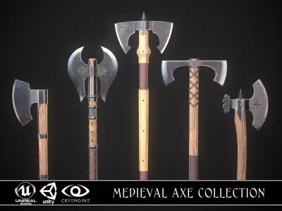 Medieval Axe Collection 3D Model Pack