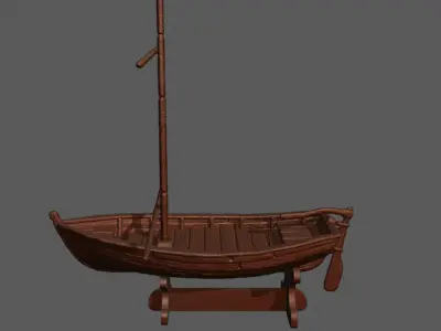 Sailboat 3D Print wooden boat 3D print model