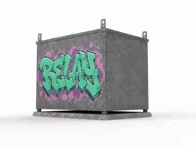 Railway control cabinet Low-poly 3D model