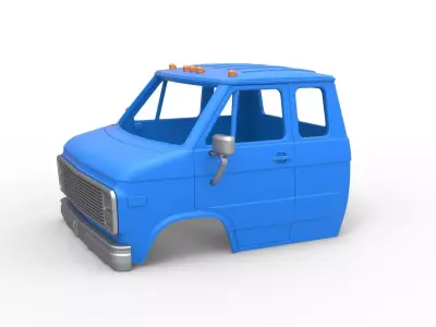 Shell of Vintage Transporter truck V2 Scale 1 to 25 3D print model