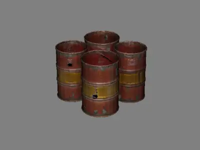 Industrial Hazard Barrel Duo Game Ready PBR Pack Low-poly 3D model