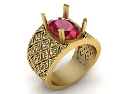 ruby gold ring 3D printable model   3D print model
