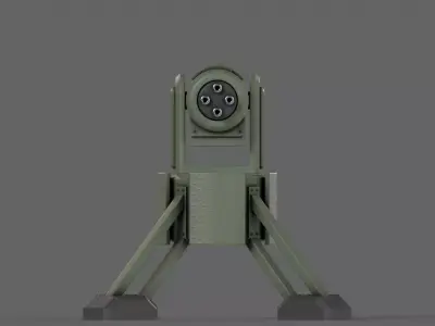 PBR Turret Gun 04 Green Low-poly 3D model