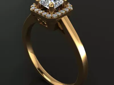 Round Diamond Infinity Gallery Emerald Halo Engagement Ring 3D print model