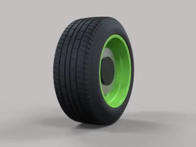 Wide car wheel 3D model