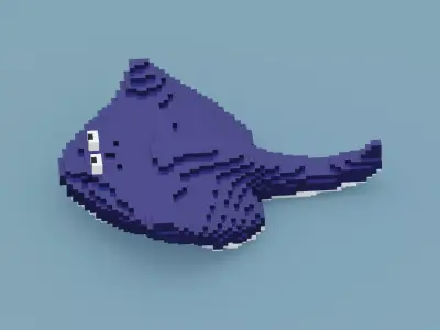 Voxel Stingray Low-poly 3D model