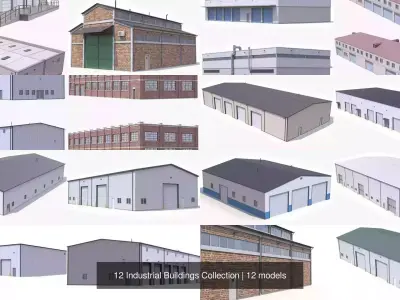12 Industrial Buildings Collection 3D Model Pack