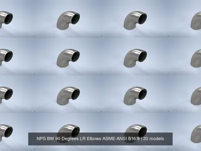 NPS BW 90 Degrees LR Elbows ASME-ANSI B16 9 3D Model Pack