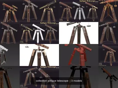 collection antique telescope  3D Model Pack