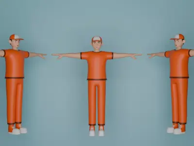 Delivery Man Cartoon Character Low-poly 3D model
