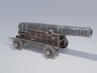 Old Cannon with 4K and 2K Textures Low-poly 3D model