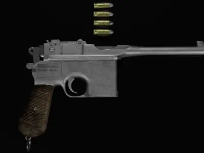 MAUSER C96 BROOMHANDLE PISTOL 3D model