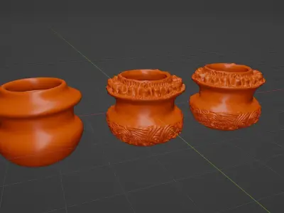 Antique Detailed Terracotta Vases Set 3D print model