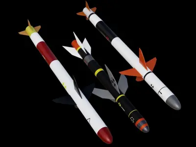 Missile pack 3 models complete textures and materials Low-poly 3D model