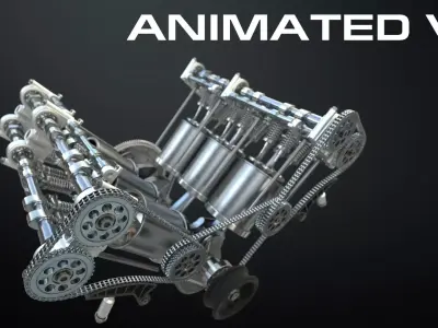 V6 Engine Working Animated   3D model