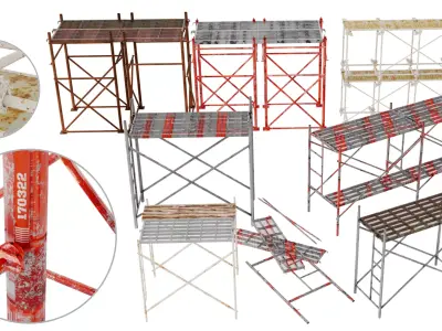 Industrial Construction Scaffolding Pack Low-poly 3D model