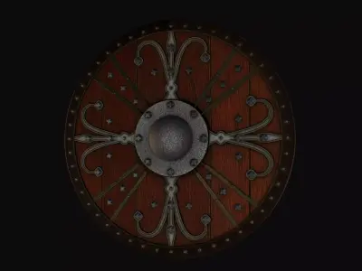 Ornamented shield Low-poly 3D model