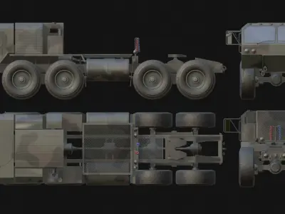 Military Tractor Unit Low-poly 3D model