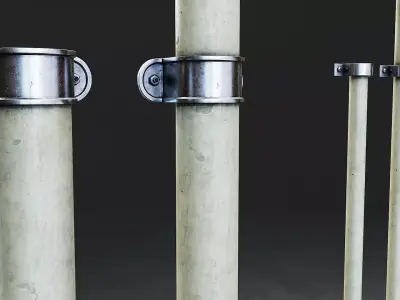 Industrial Wall Pipe Set Low-poly 3D model