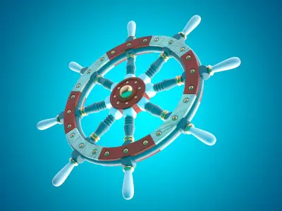 Ship Wheel 3D model Textured