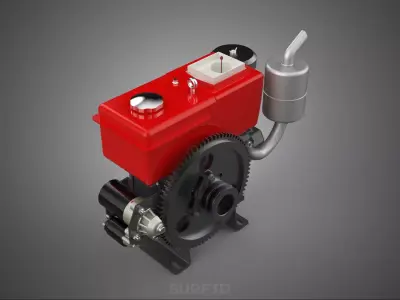SMALL UTILITY DIESEL ENGINE MACHINE MOTOR INTERNAL COMBUSTION HP 3D model