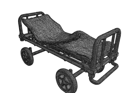 Old Rusty Stretcher on Wheels Low-poly 3D model