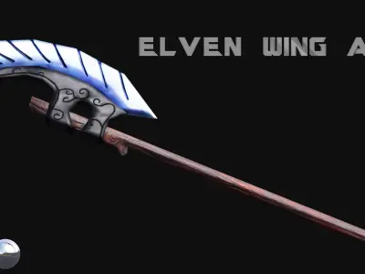 Elven Wing Axe Low-poly 3D model