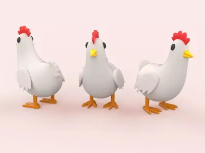 Cartoon Chicken Animal Style Cute Low-poly 3D model