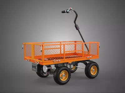 ELECTRIC POWERED STEEL MESH TRAY GARDEN WHEELBARROW WAGON CART 4 3D model