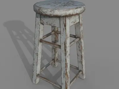 Old Stools 3 color Low-poly 3D model