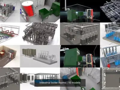 Industrial boiler rooms 3D Model Pack