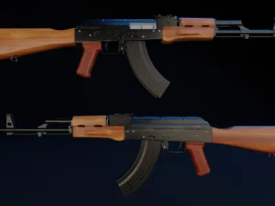 Game-Ready LowPoly model AK-47 3D model