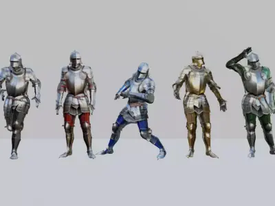 Medieval Knights in Full Armor 3D model