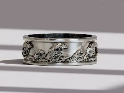 Great Wave of Kanagawa Ring for Men Japanese Hokusai Wave  3D print model