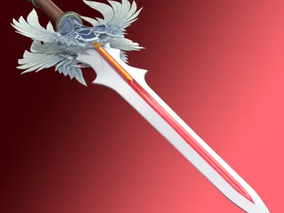 Angel Elven Stylized Sword Low-poly 3D model