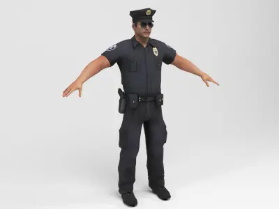 Policeman 1 police officer Low-poly 3D model