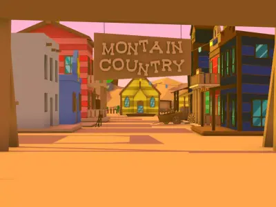 Cartoon Wild West City Free low-poly 3D model