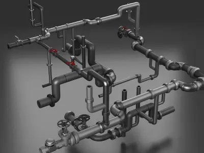 pipe pipes industrial low poly pipeline valve game ready 3D model by smallyueyue
