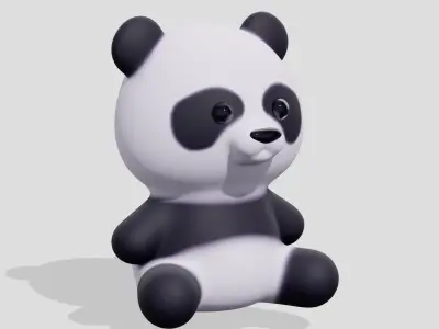 Cute little panda sitting  3D model