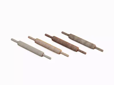 Wooden Rolling Pin Set Low-poly 3D model