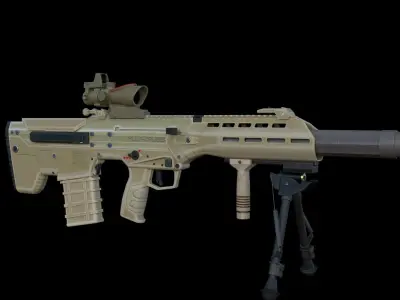 Modular Bullpup Rifle-Sniper Variant Low-poly 3D model