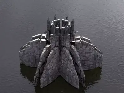 Sci-Fi dark Platforms Floating 4 3D model