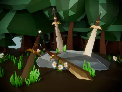High-Quality Low Poly Sword Pack Low-poly 3D model
